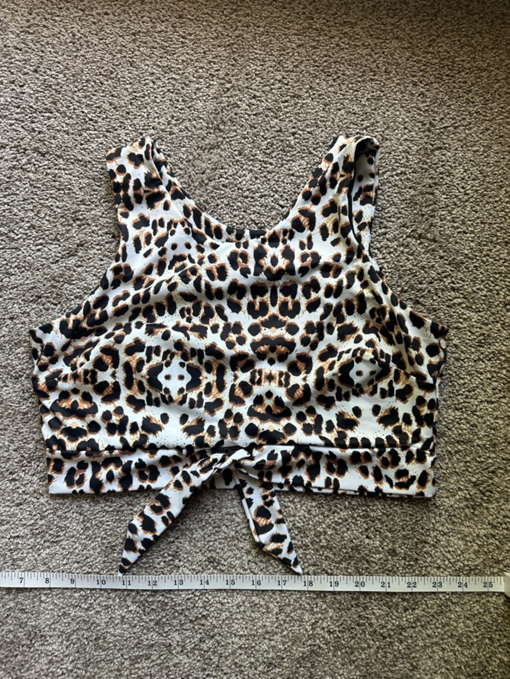 Leopard Print Tie-Front Crop swim Top